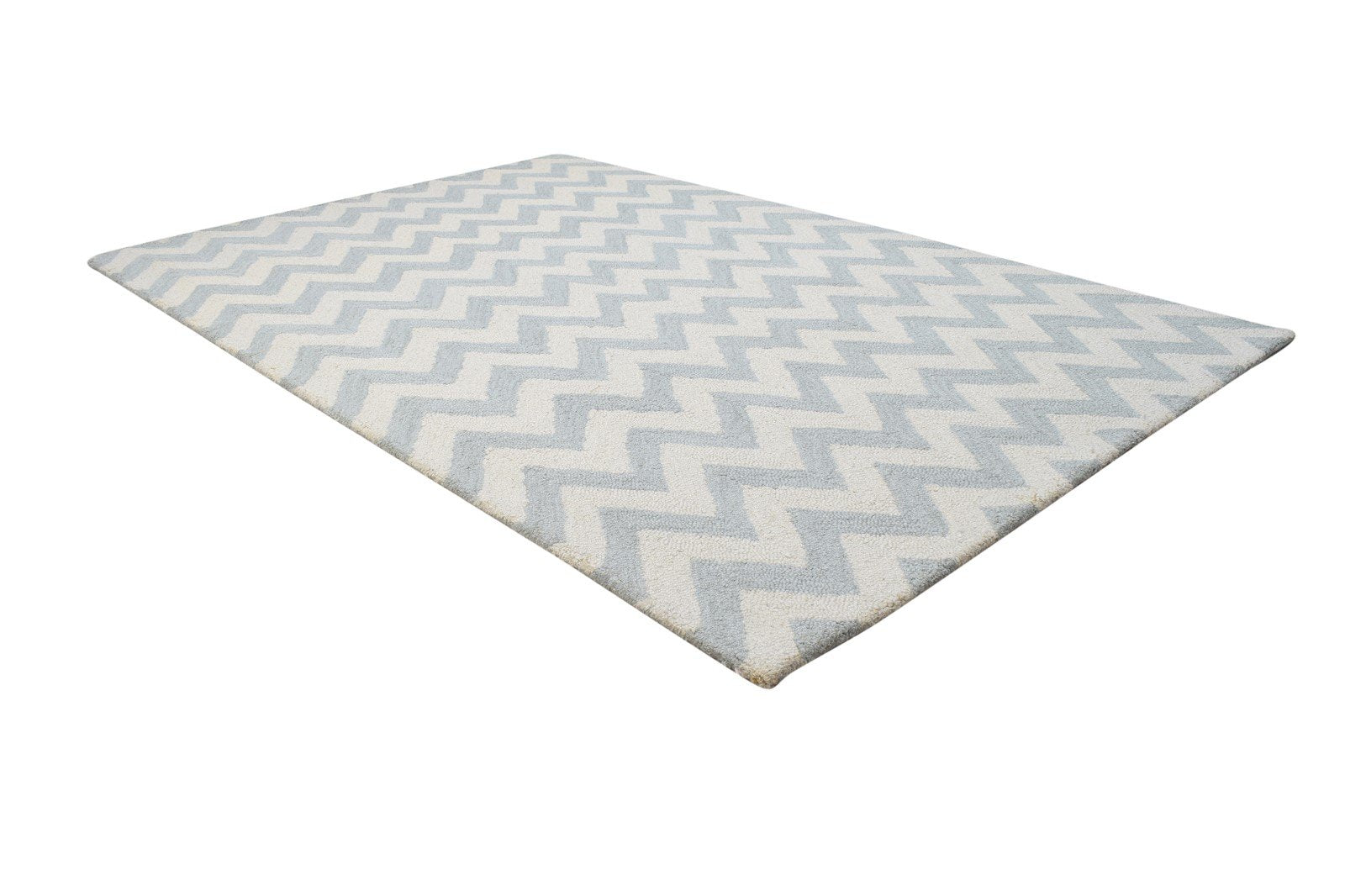 Wool Grey Rug 4' X 6' Modern Hand Tufted Scandinavian Chevron Room Size Carpet 