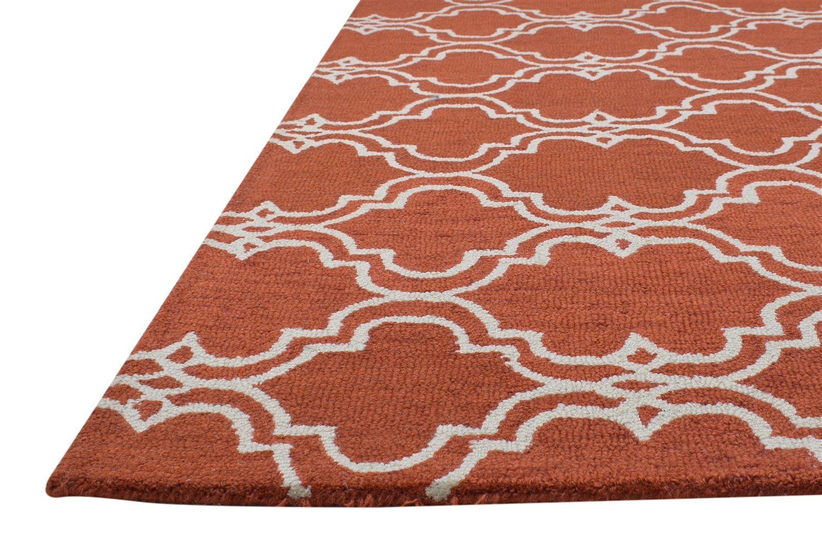 Hand Tufted Rust Wool Rug 4' X 6' Modern Moroccan Trellis Room Size Carpet 