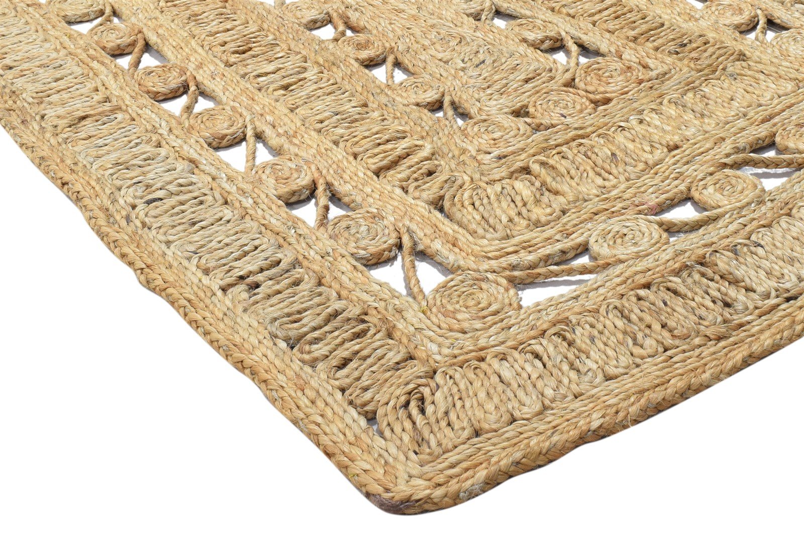 3' X 9' Rug Jute Beige Modern Hand Woven Scandinavian Solid Small Runner 