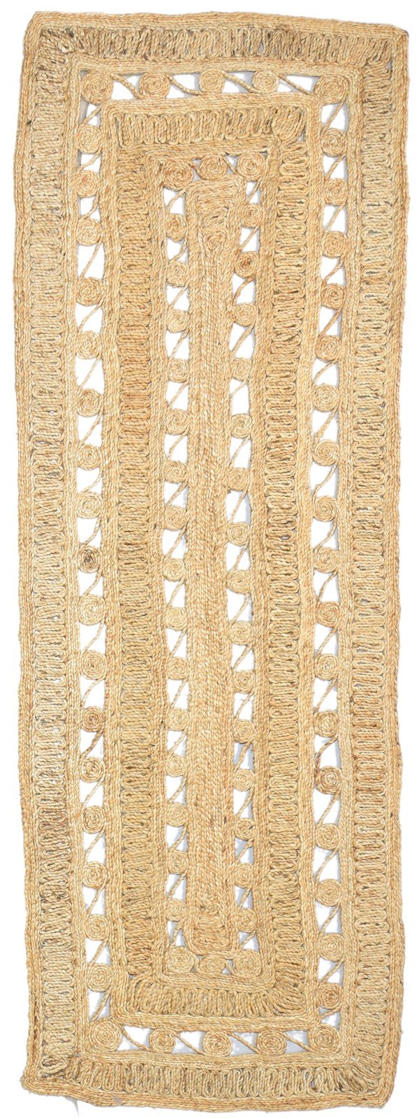 3' X 9' Rug Jute Beige Modern Hand Woven Scandinavian Solid Small Runner 