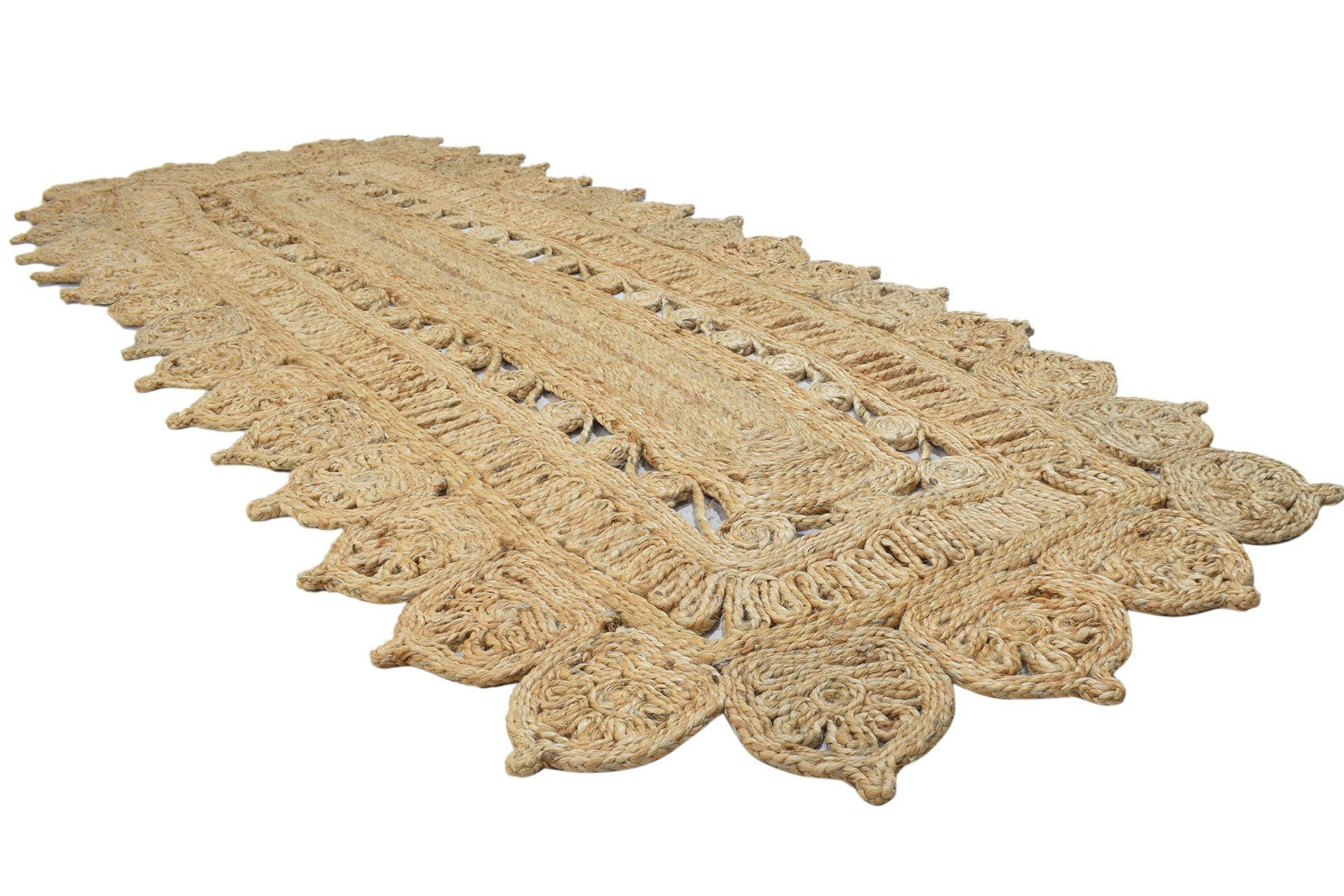 Hand Woven Beige Jute Rug 3' X 9' Modern Scandinavian Solid Room Size Runner 