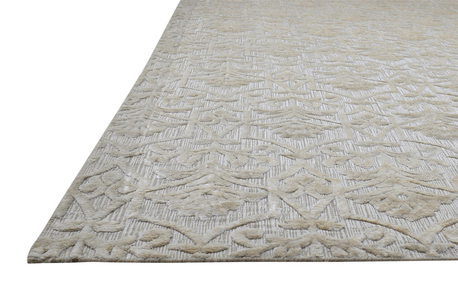 Jacquard Loom Grey Silk Rug 6' X 9' Modern French Damask Room Size Carpet 