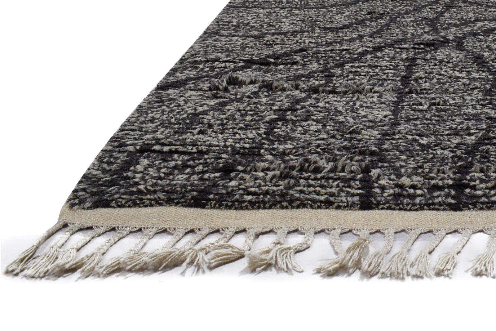 Hand Knotted Charcoal Wool Rug 6' X 8' Modern Moroccan Abstract Room Size Carpet 