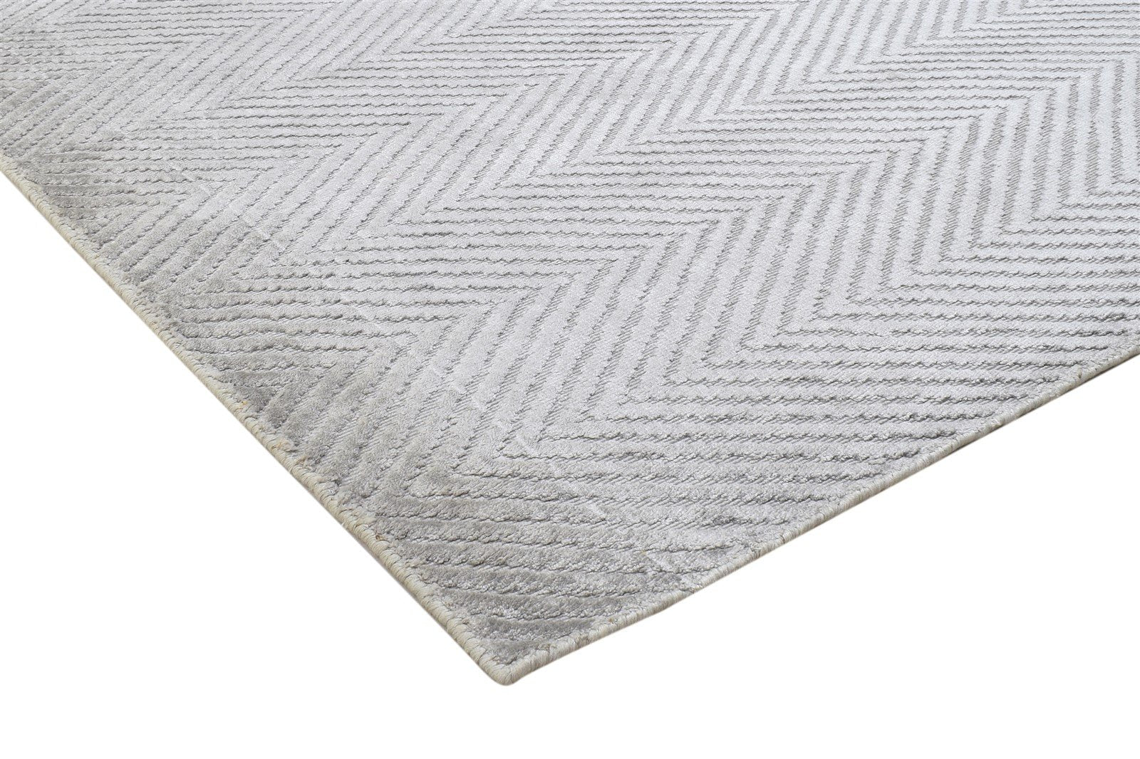 Handloom Grey Silk Rug 5' X 8' Modern Scandinavian Diamond Room Size Carpet 