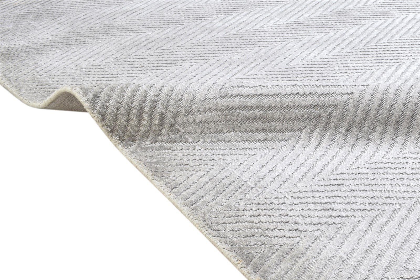 Handloom Grey Silk Rug 5' X 8' Modern Scandinavian Diamond Room Size Carpet 