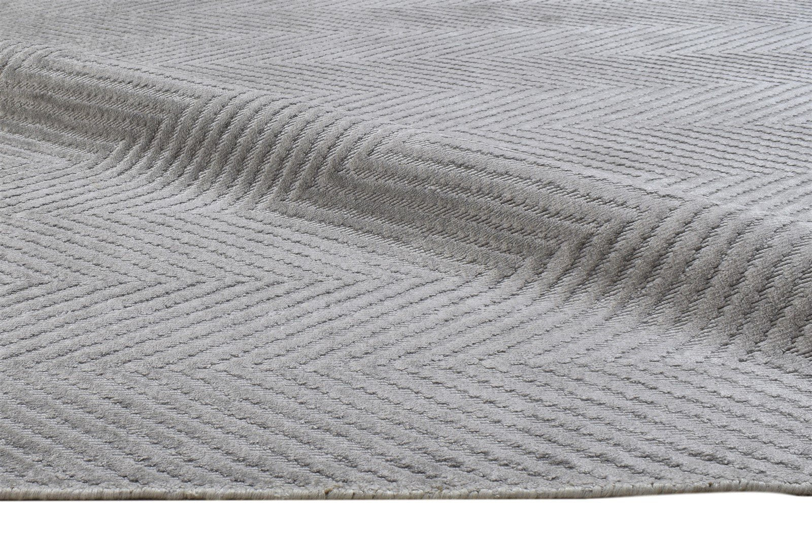 Handloom Grey Silk Rug 5' X 8' Modern Scandinavian Diamond Room Size Carpet 