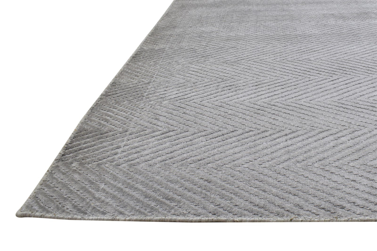 Handloom Grey Silk Rug 5' X 8' Modern Scandinavian Diamond Room Size Carpet 