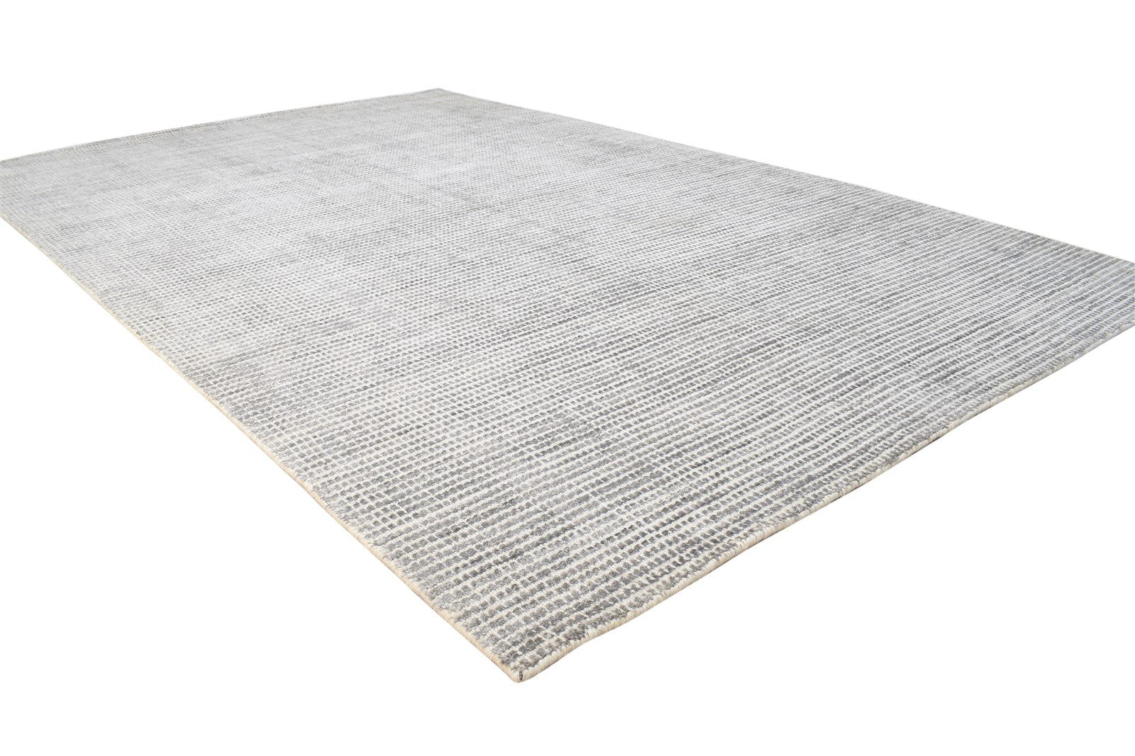 Grey Wool / Silk Rug 5X8 Modern Handloom Scandinavian Solid Room Size Carpet 