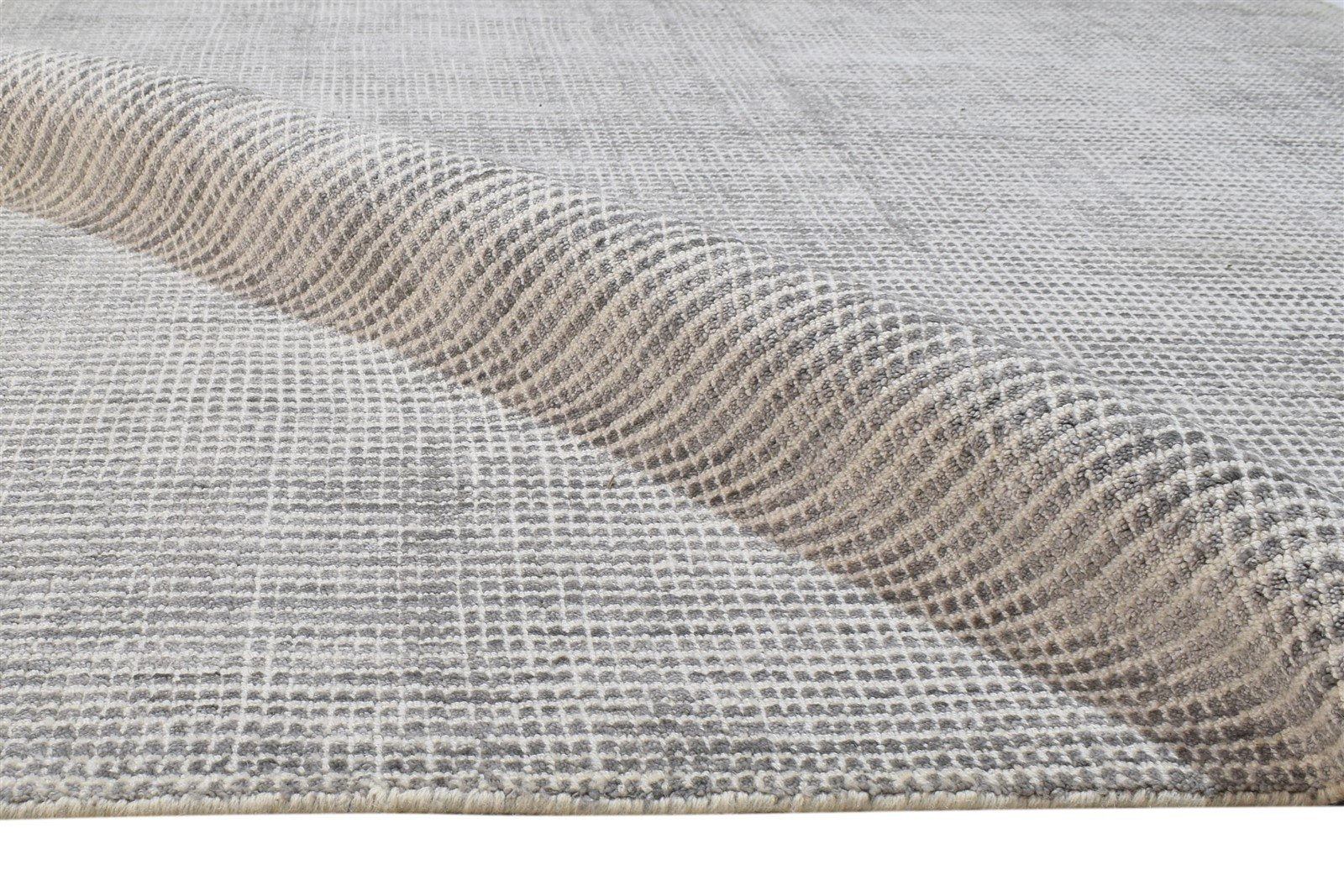 Grey Wool / Silk Rug 5X8 Modern Handloom Scandinavian Solid Room Size Carpet 