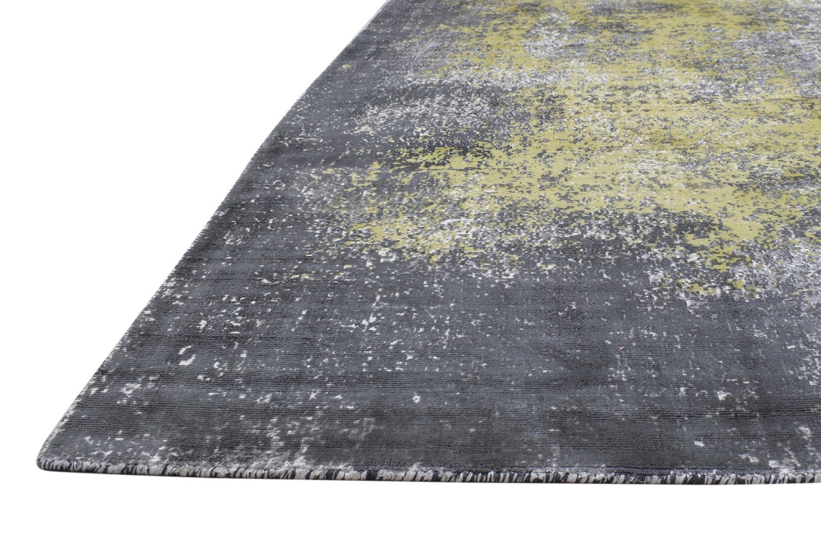 Hand Woven Charcoal Silk Rug 5' X 6' Modern Indian Abstract Room Size Carpet 