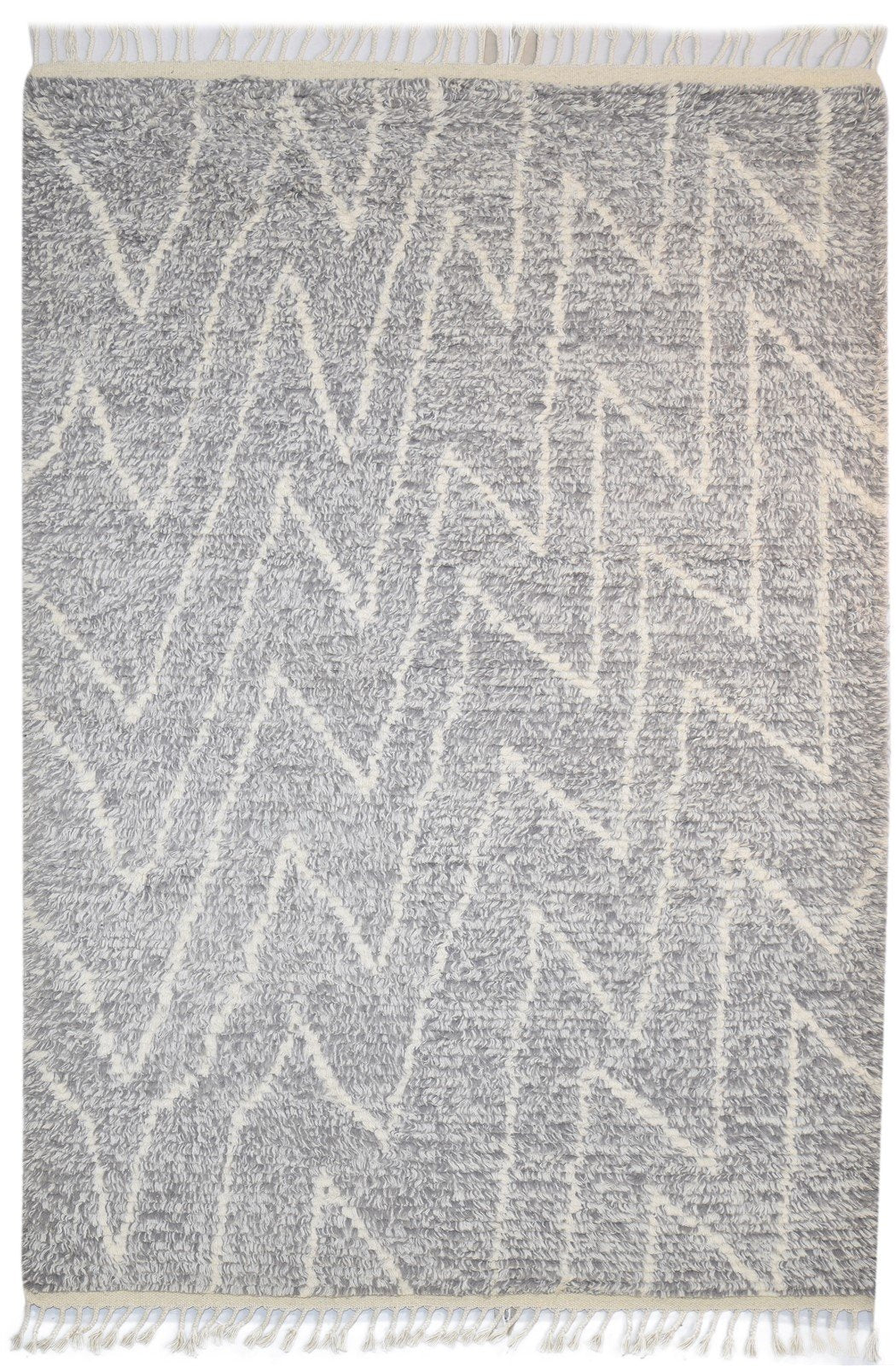 Wool Dark Grey Rug 6' X 8' Modern Hand Knotted Moroccan Chevron Room Size Carpet 