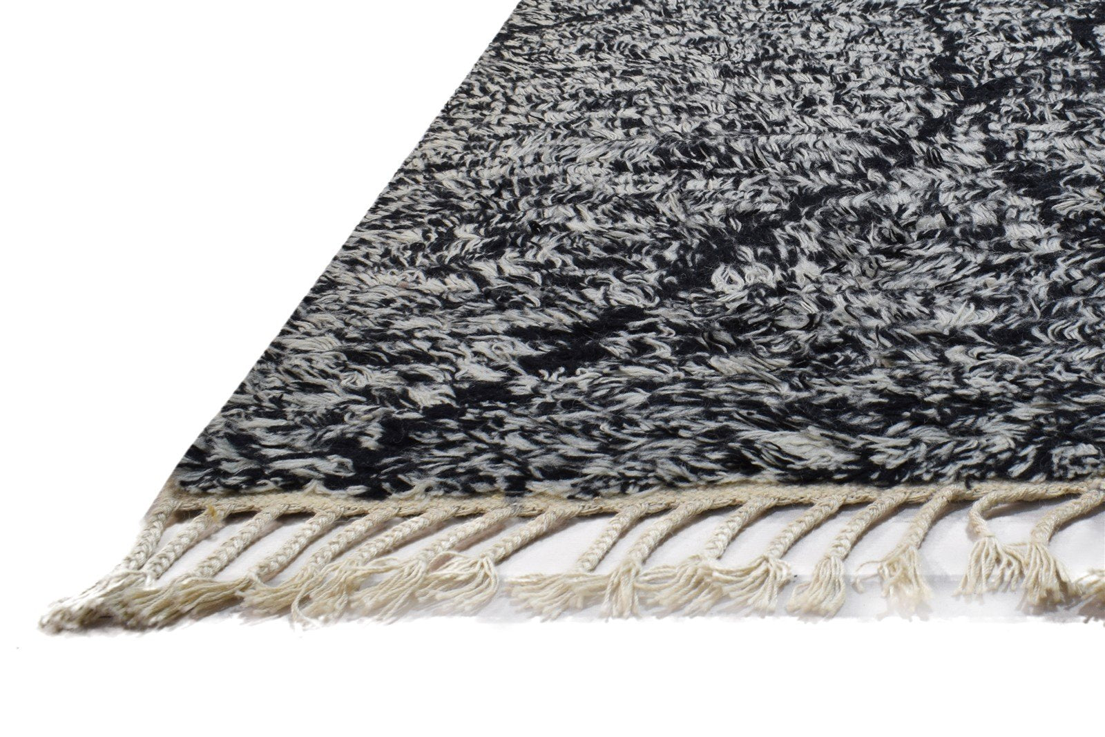 Hand Knotted Charcoal Wool Rug 5' X 8' Modern Moroccan Abstract Room Size Carpet 