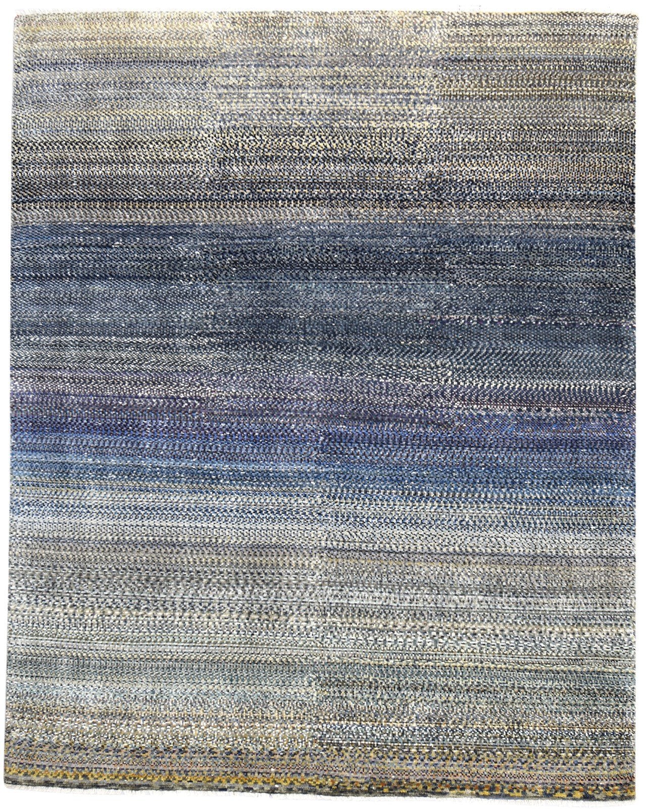 Blue Wool Rug 8' X 10' Modern Hand Knotted Bohemian Abstract Large Carpet 