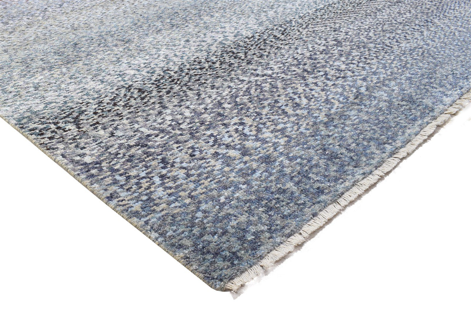 9' X 12' Rug Wool Blue Modern Hand Knotted Bohemian Abstract Large Carpet 