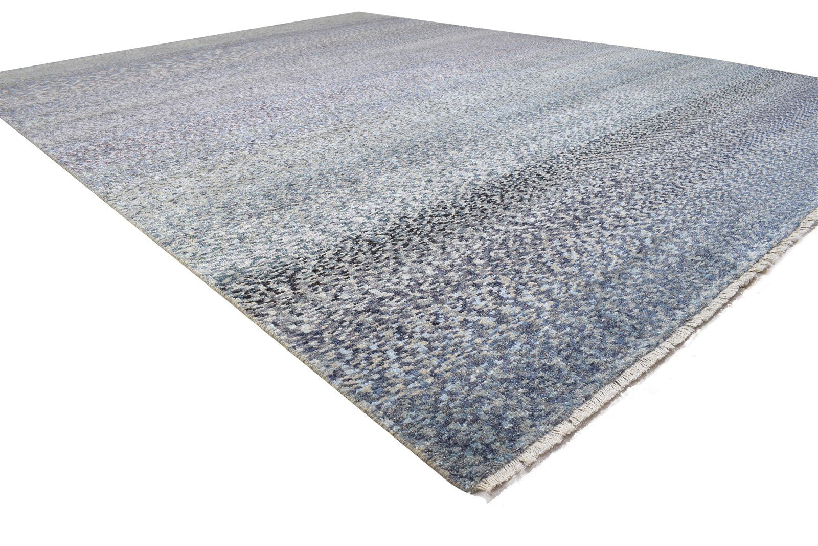 9' X 12' Rug Wool Blue Modern Hand Knotted Bohemian Abstract Large Carpet 