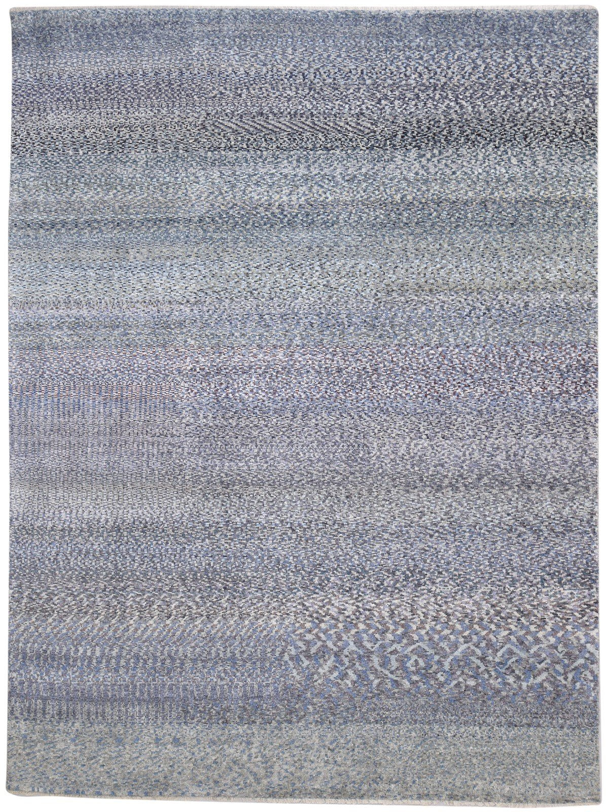 9' X 12' Rug Wool Blue Modern Hand Knotted Bohemian Abstract Large Carpet 