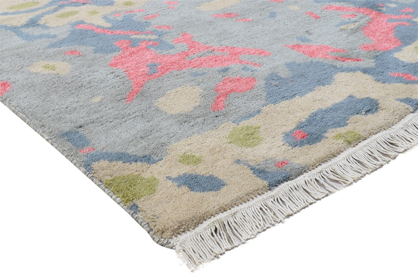 Wool Grey Rug 4' X 5' Modern Hand Knotted Bohemian Abstract Room Size Carpet 