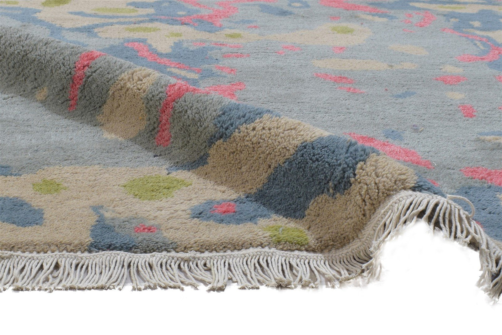 Wool Grey Rug 4' X 5' Modern Hand Knotted Bohemian Abstract Room Size Carpet 