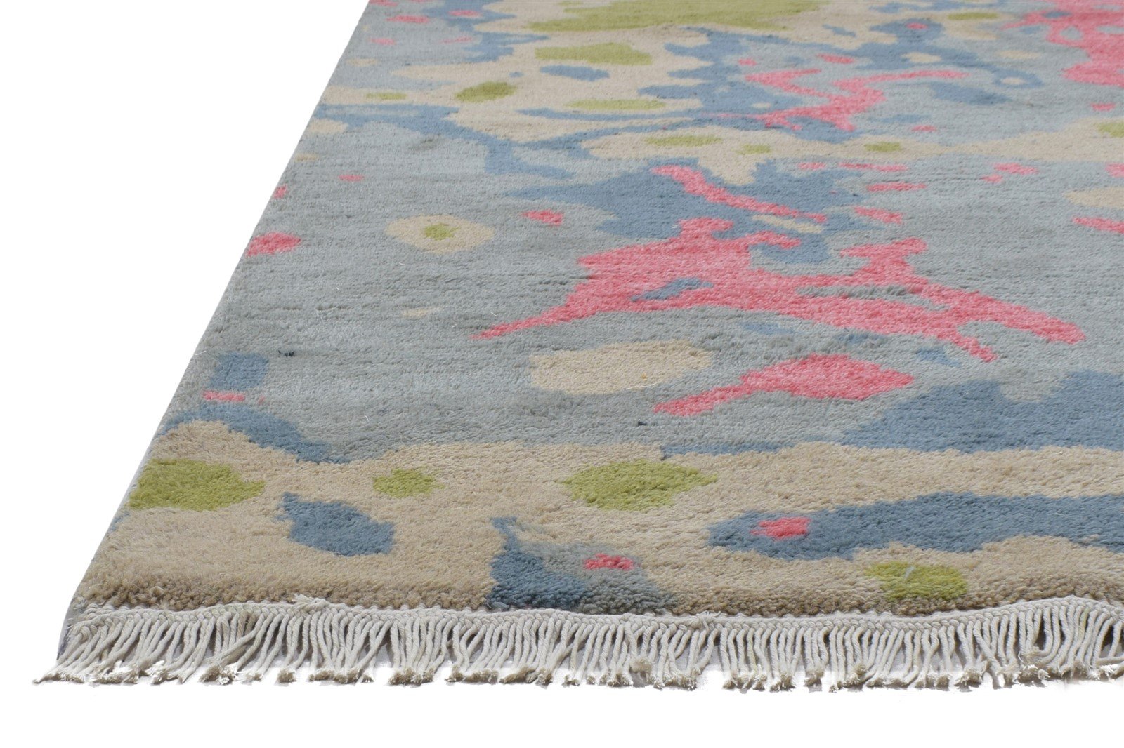 Wool Grey Rug 4' X 5' Modern Hand Knotted Bohemian Abstract Room Size Carpet 