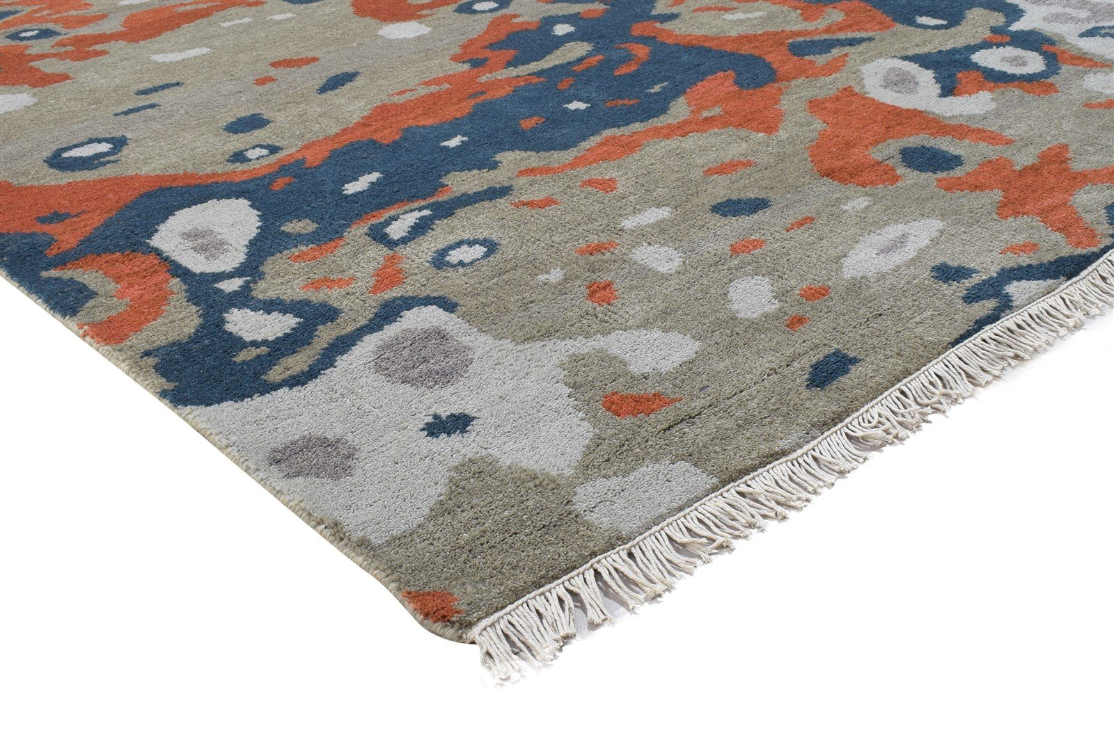 Grey Wool Rug 6' X 9' Modern Hand Knotted Bohemian Abstract Room Size Carpet 