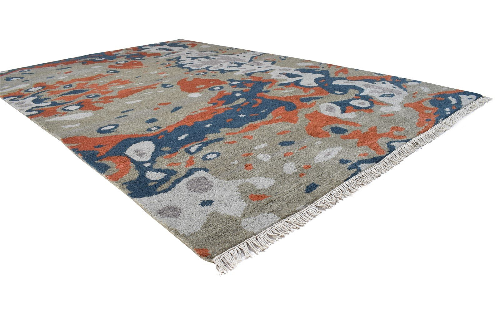 Grey Wool Rug 6' X 9' Modern Hand Knotted Bohemian Abstract Room Size Carpet 