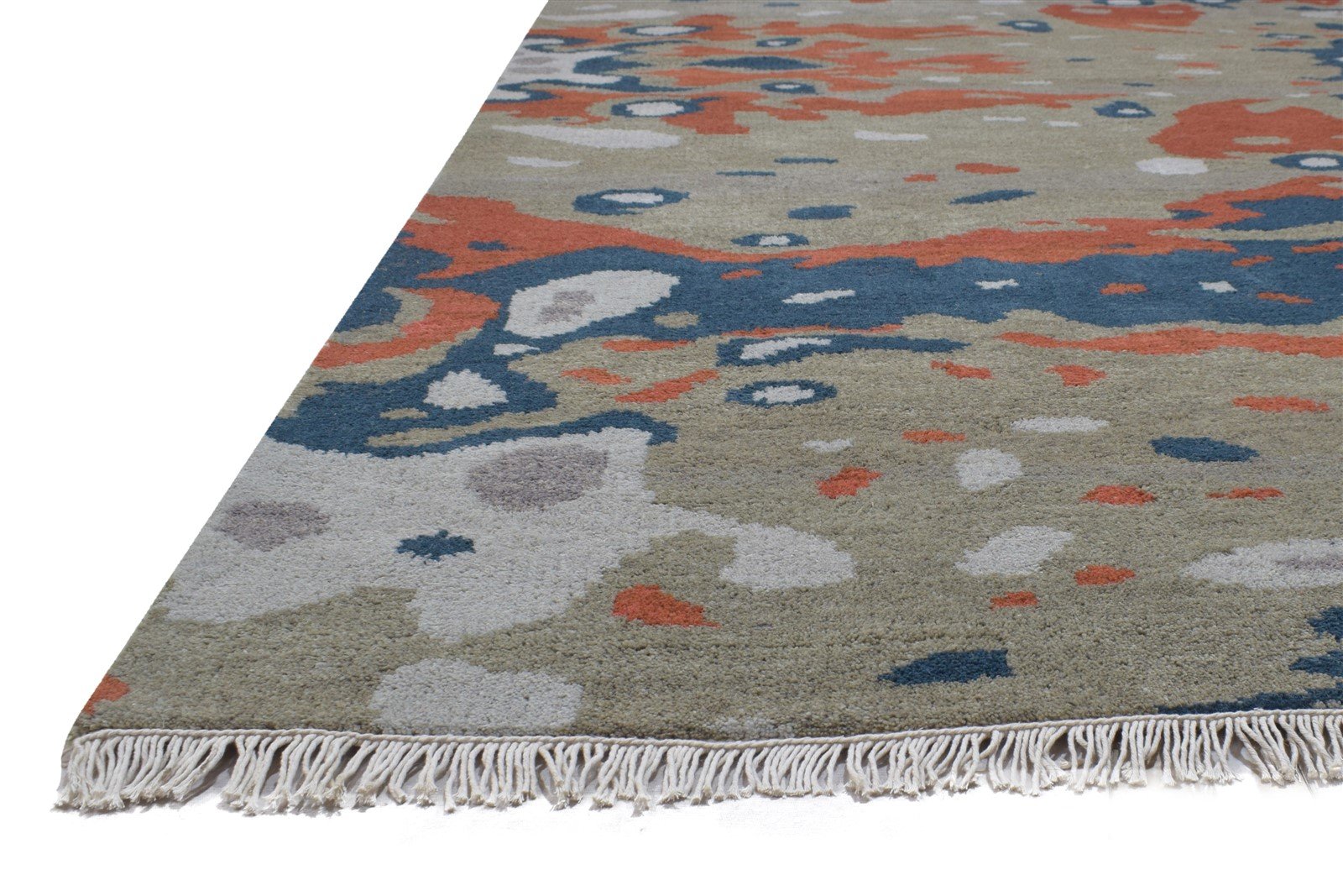 Grey Wool Rug 6' X 9' Modern Hand Knotted Bohemian Abstract Room Size Carpet 