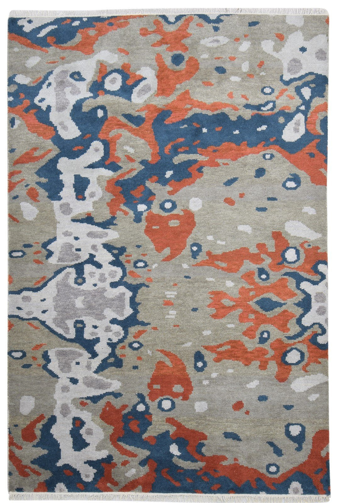 Grey Wool Rug 6' X 9' Modern Hand Knotted Bohemian Abstract Room Size Carpet 