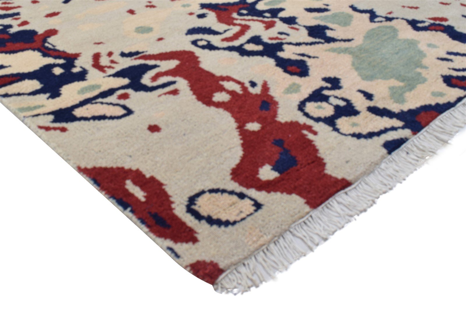 Wool Sand Rug 6' X 9' Modern Hand Knotted Bohemian Abstract Room Size Carpet 