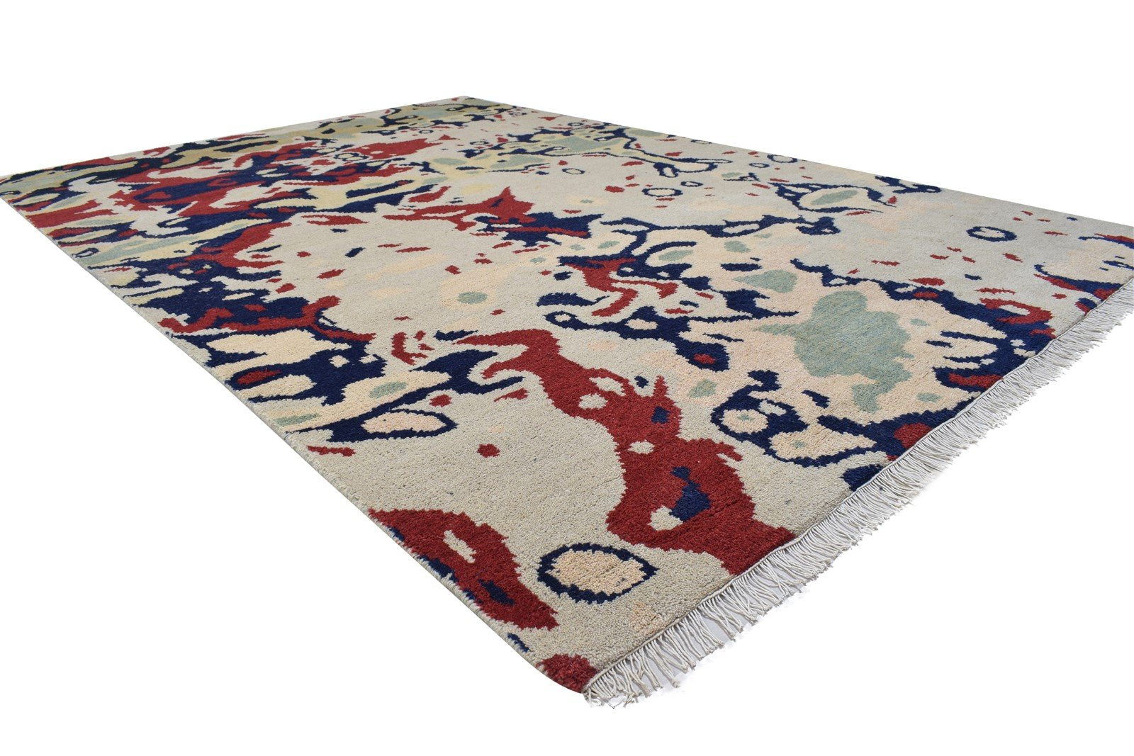 Wool Sand Rug 6' X 9' Modern Hand Knotted Bohemian Abstract Room Size Carpet 