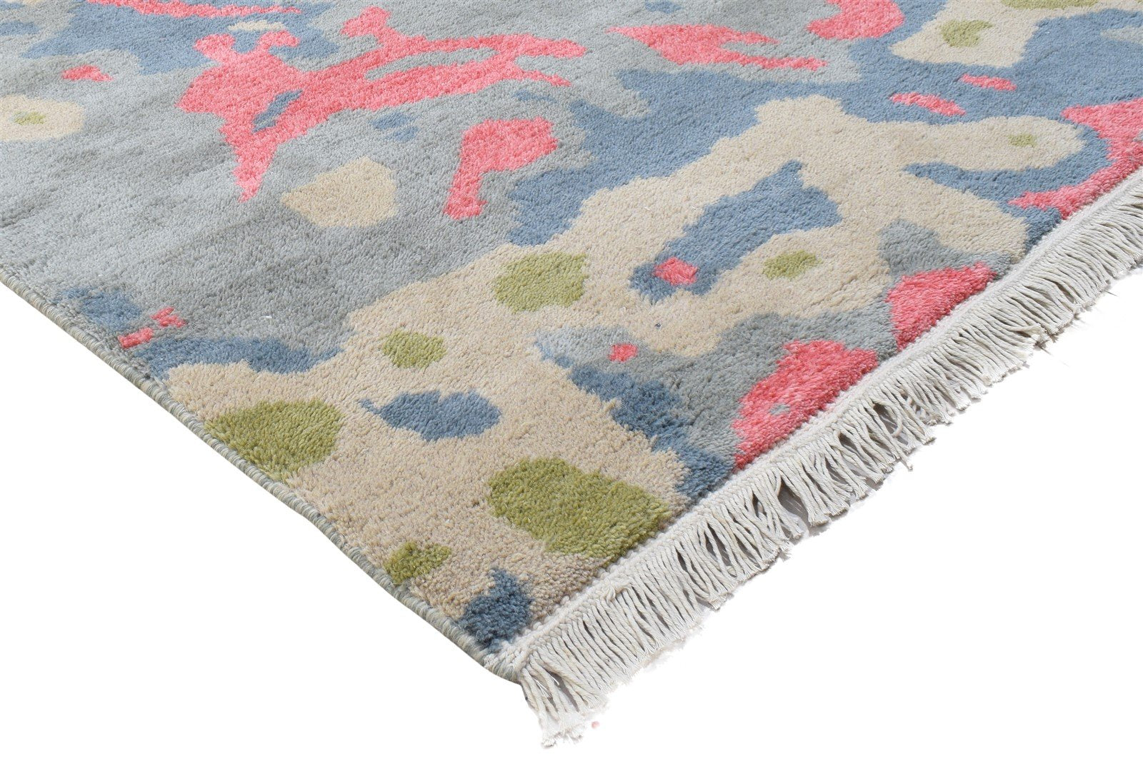 Wool Grey Rug 4' X 6' Modern Hand Knotted Bohemian Abstract Room Size Carpet 