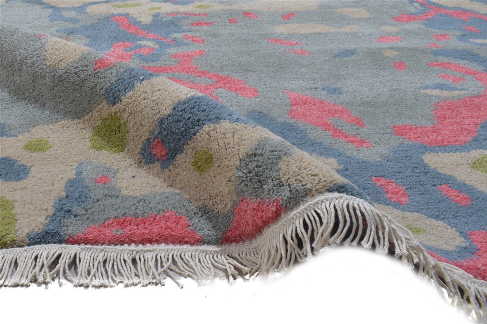 Wool Grey Rug 4' X 6' Modern Hand Knotted Bohemian Abstract Room Size Carpet 