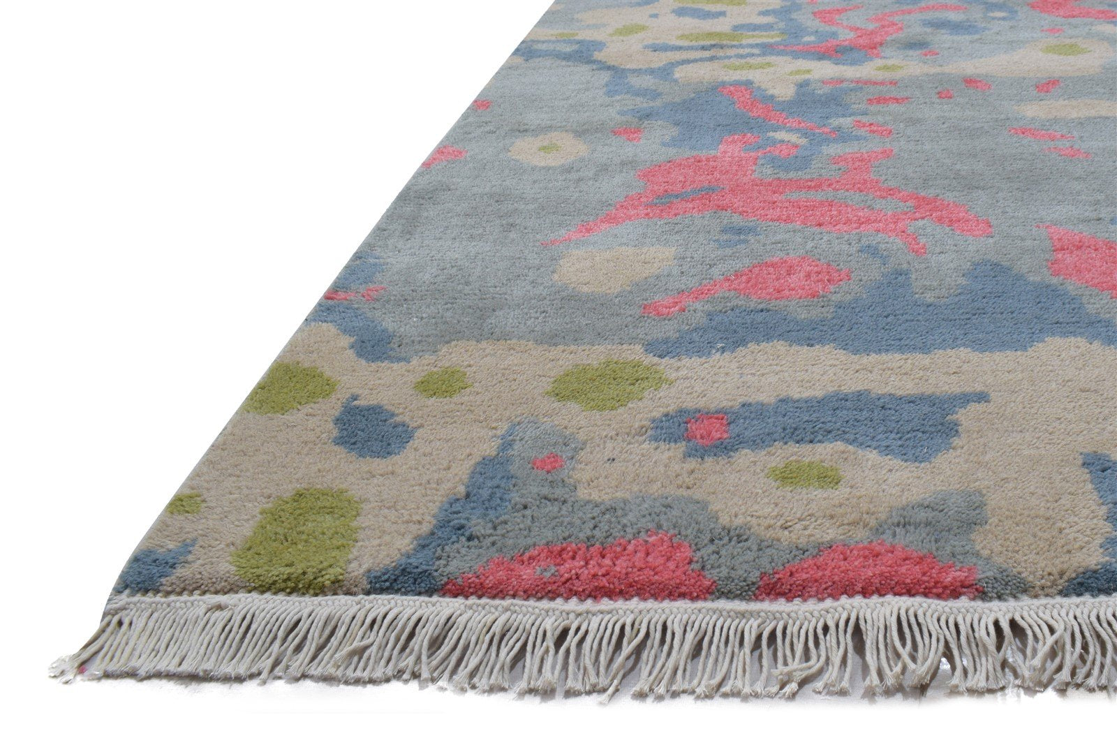 Wool Grey Rug 4' X 6' Modern Hand Knotted Bohemian Abstract Room Size Carpet 