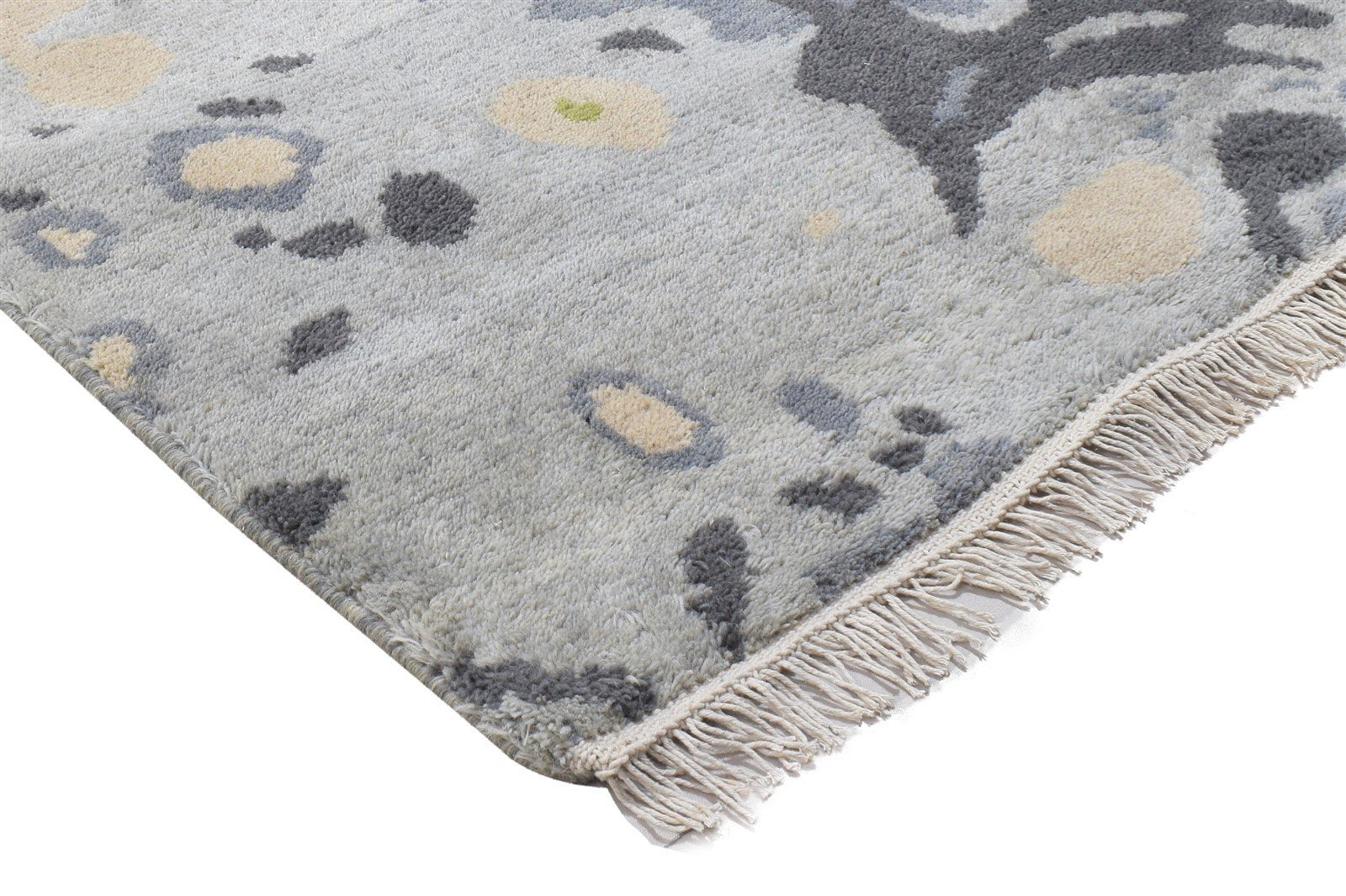 Hand Knotted Grey Wool Rug 3' X 5' Modern Bohemian Abstract Small Carpet 