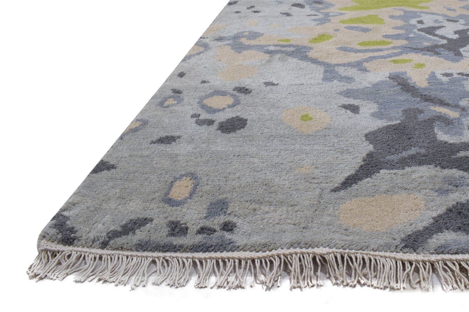 Hand Knotted Grey Wool Rug 3' X 5' Modern Bohemian Abstract Small Carpet 