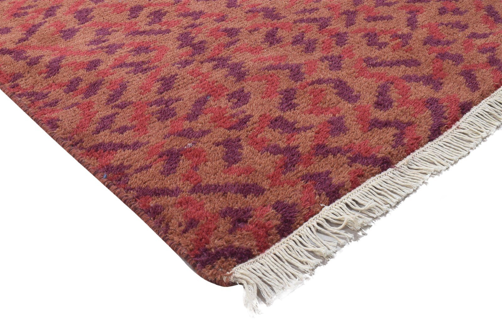 Wool Red Rug 3' X 9' Modern Hand Knotted Bohemian Abstract Small Runner 