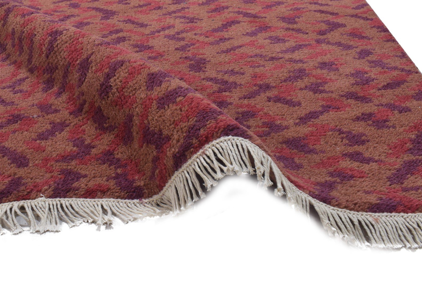 Wool Red Rug 3' X 9' Modern Hand Knotted Bohemian Abstract Small Runner 