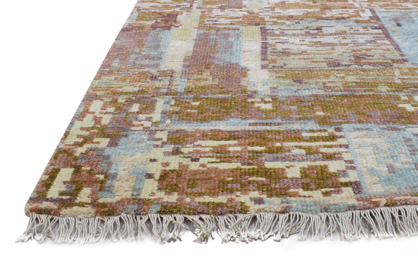 Wool Rust Rug 2'6 X 10' Modern Hand Knotted Bohemian Abstract Small Runner 