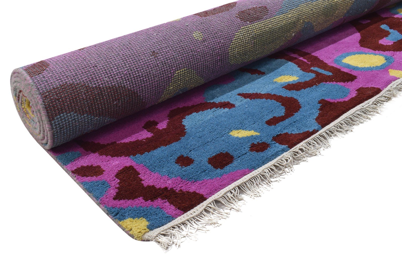 9X12 Rug Wool Purple Modern Hand Knotted Bohemian Abstract Extra Large Carpet 