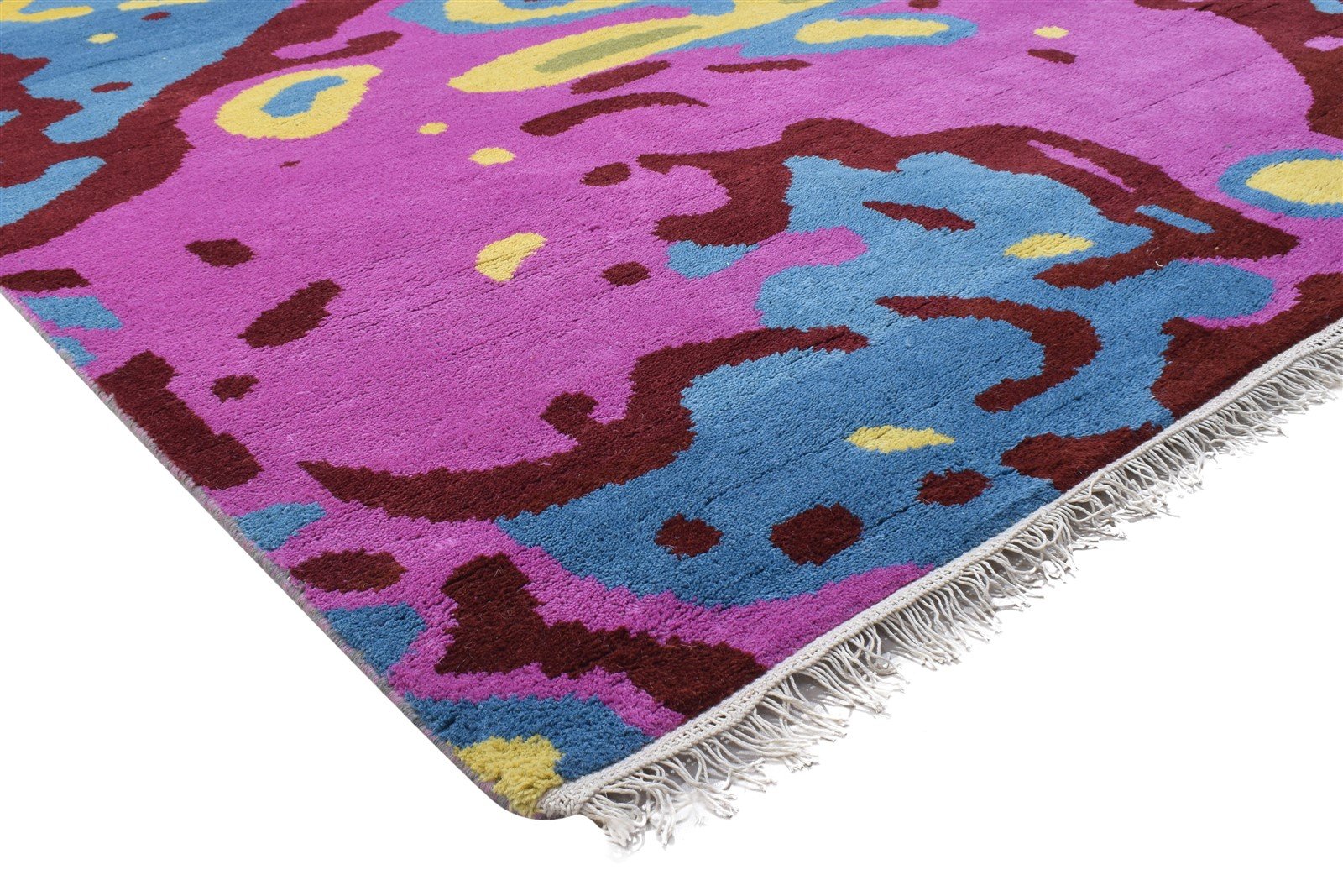 9X12 Rug Wool Purple Modern Hand Knotted Bohemian Abstract Extra Large Carpet 