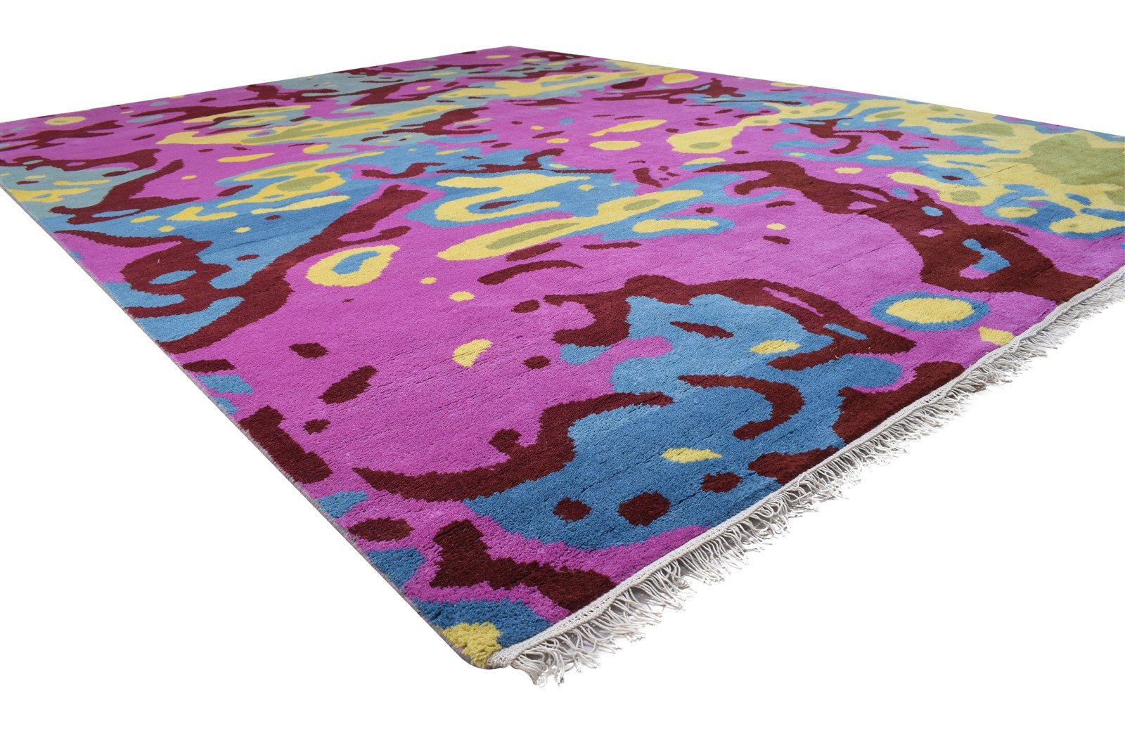 9X12 Rug Wool Purple Modern Hand Knotted Bohemian Abstract Extra Large Carpet 