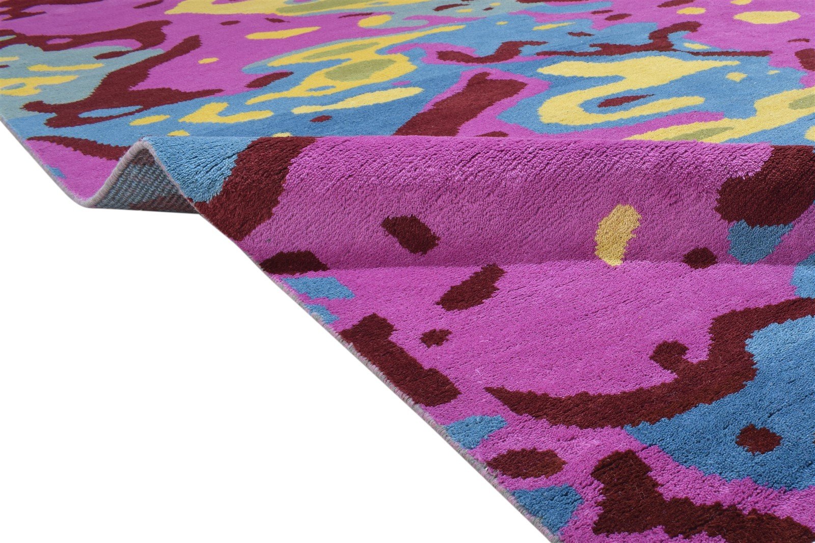 9X12 Rug Wool Purple Modern Hand Knotted Bohemian Abstract Extra Large Carpet 