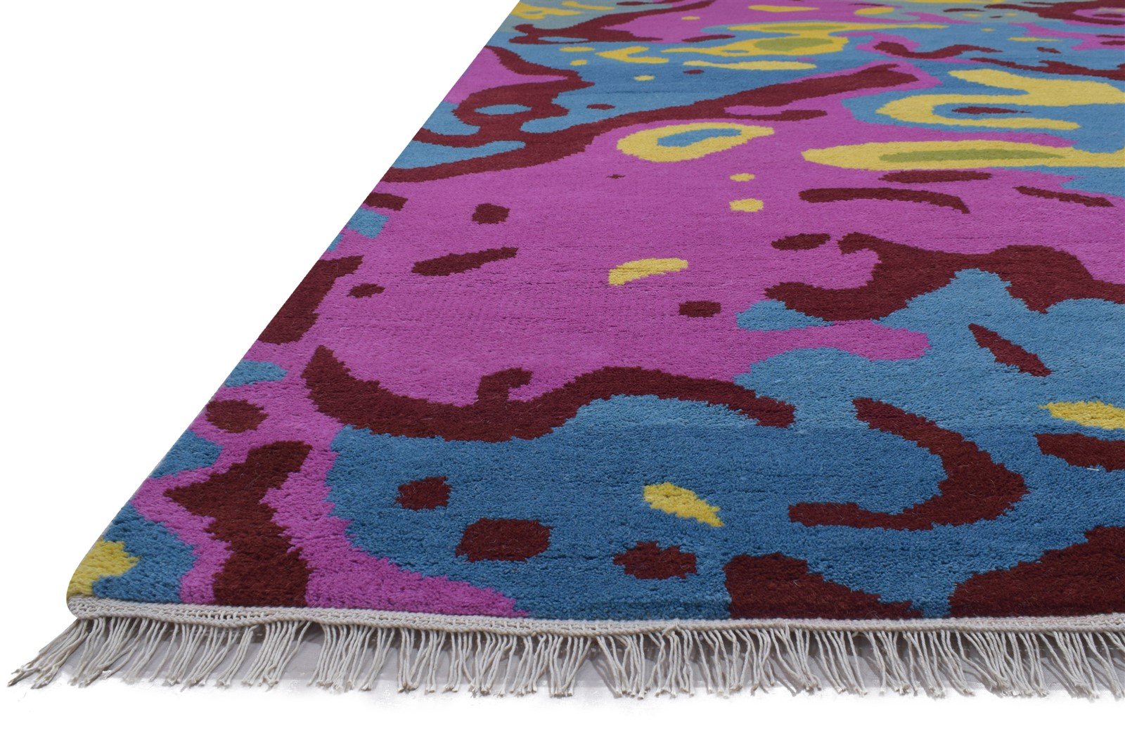 9X12 Rug Wool Purple Modern Hand Knotted Bohemian Abstract Extra Large Carpet 