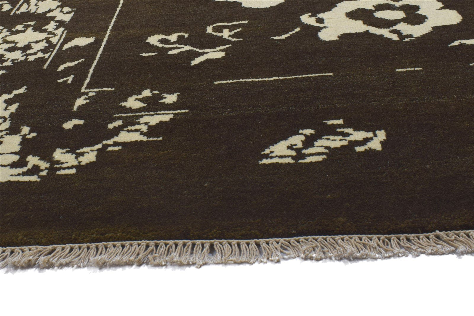 Wool Chocolate Rug 10X14 Modern Hand Knotted Indian Abstract Extra Large Carpet 