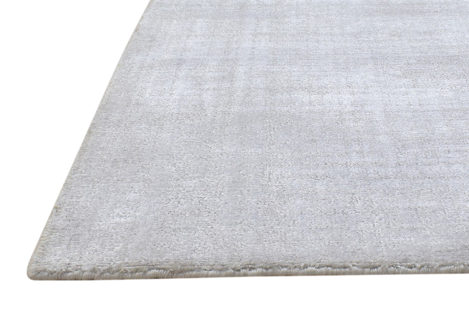 Wool / Silk Silver Rug 2' X 3' Modern Handloom Scandinavian Solid Small Carpet 