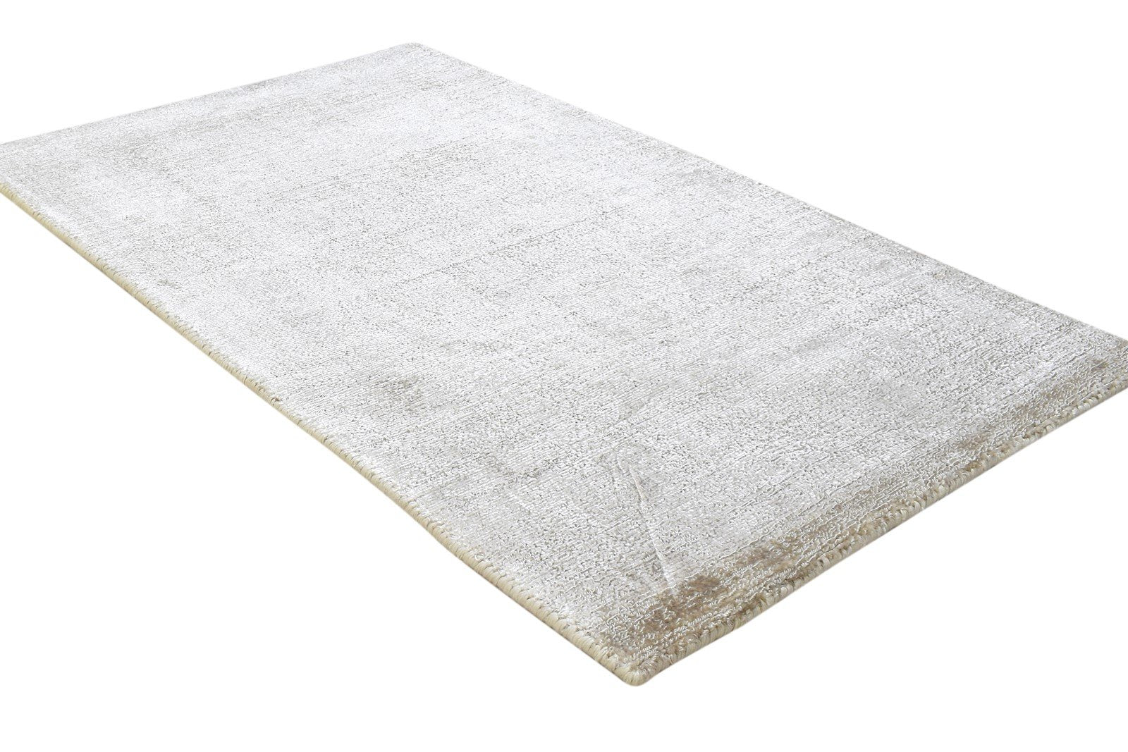 Wool Beige Rug 2' X 3' Modern Handloom Scandinavian Solid Small Carpet 