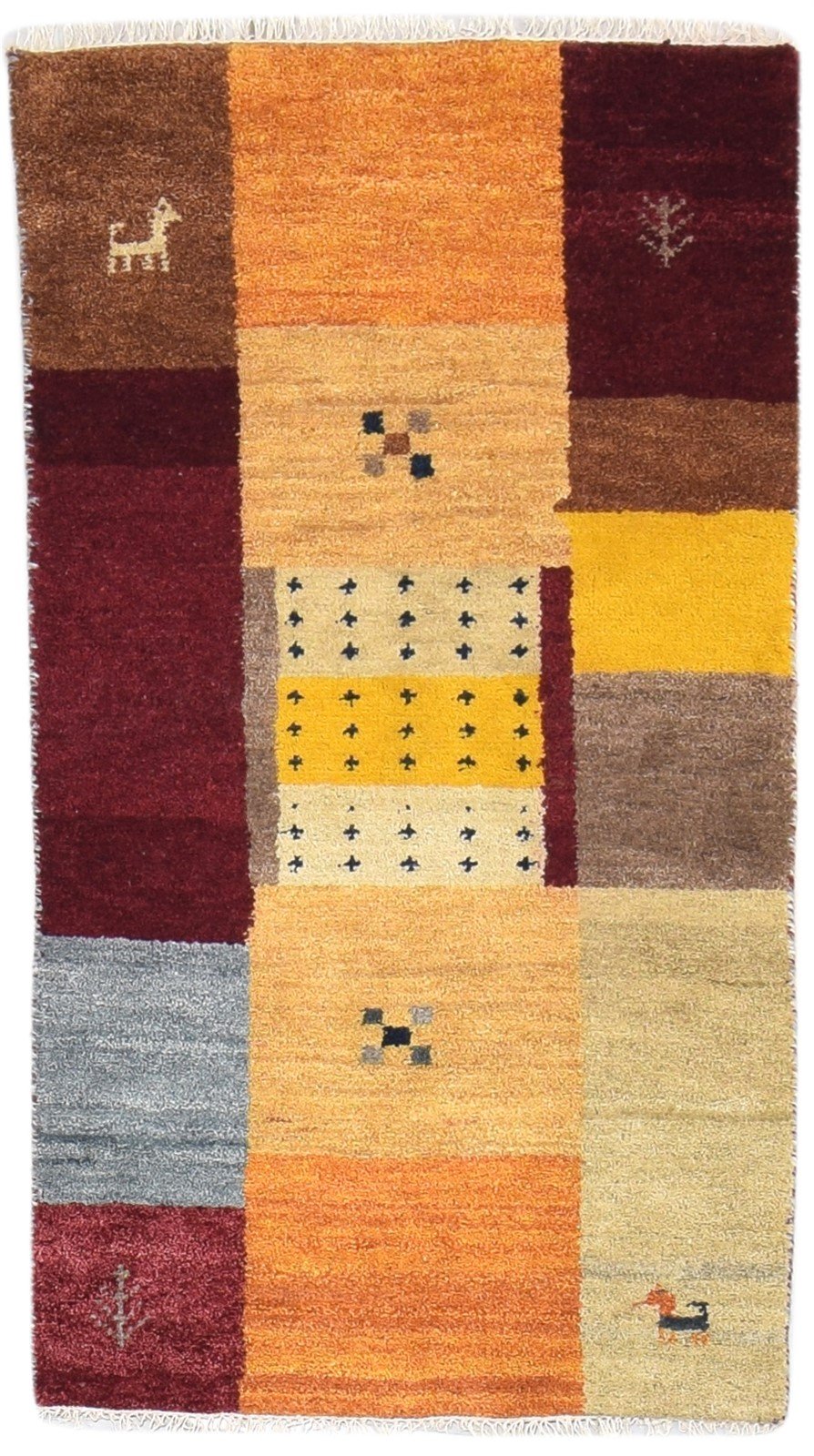 Wool Multi Color Rug 2'6 X 5' Persien Hand Knotted Gabbeh Tribal Small Carpet 