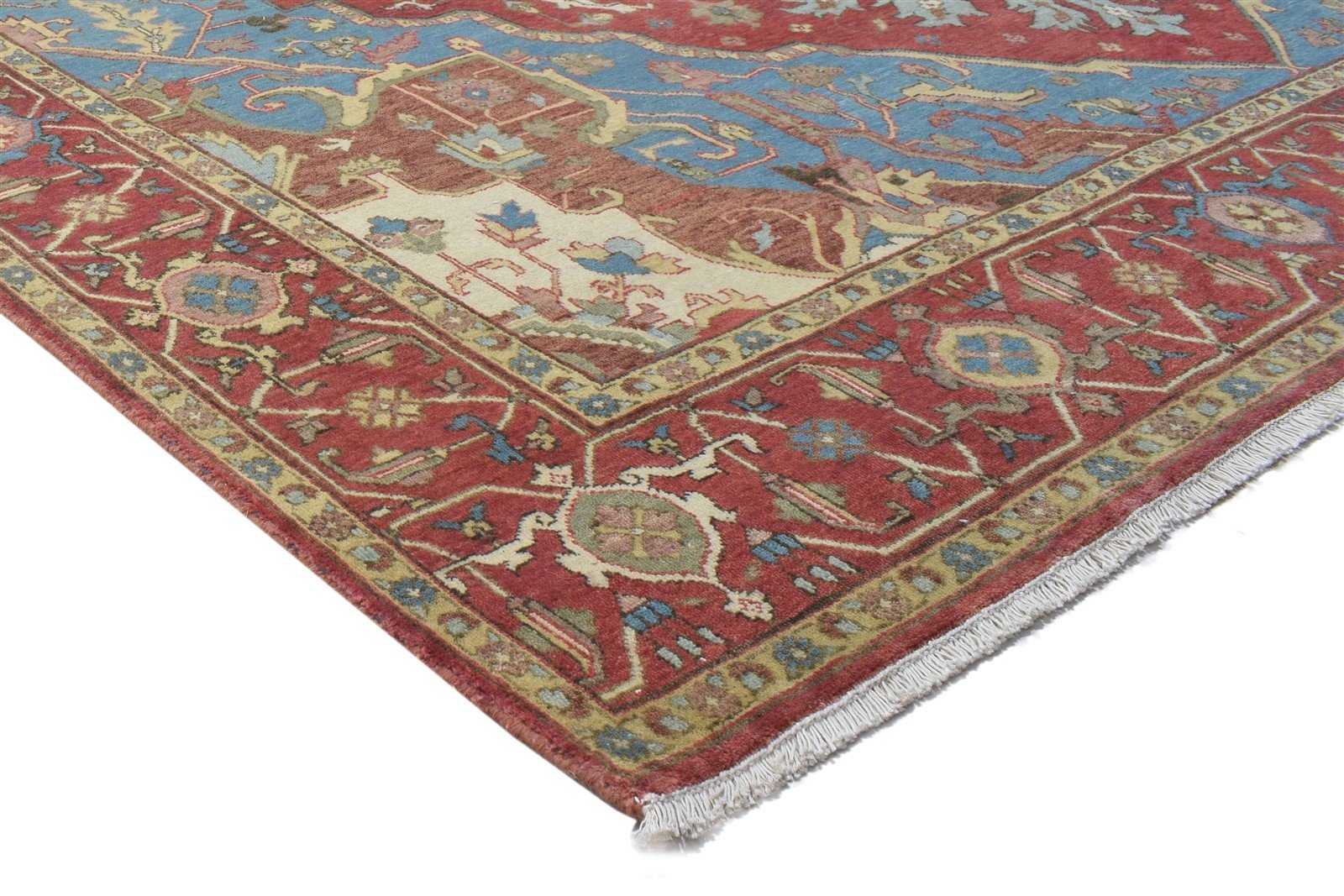 8' X 10' Rug Wool Red Persien Hand Knotted Heriz-Indian Oriental Large Carpet 