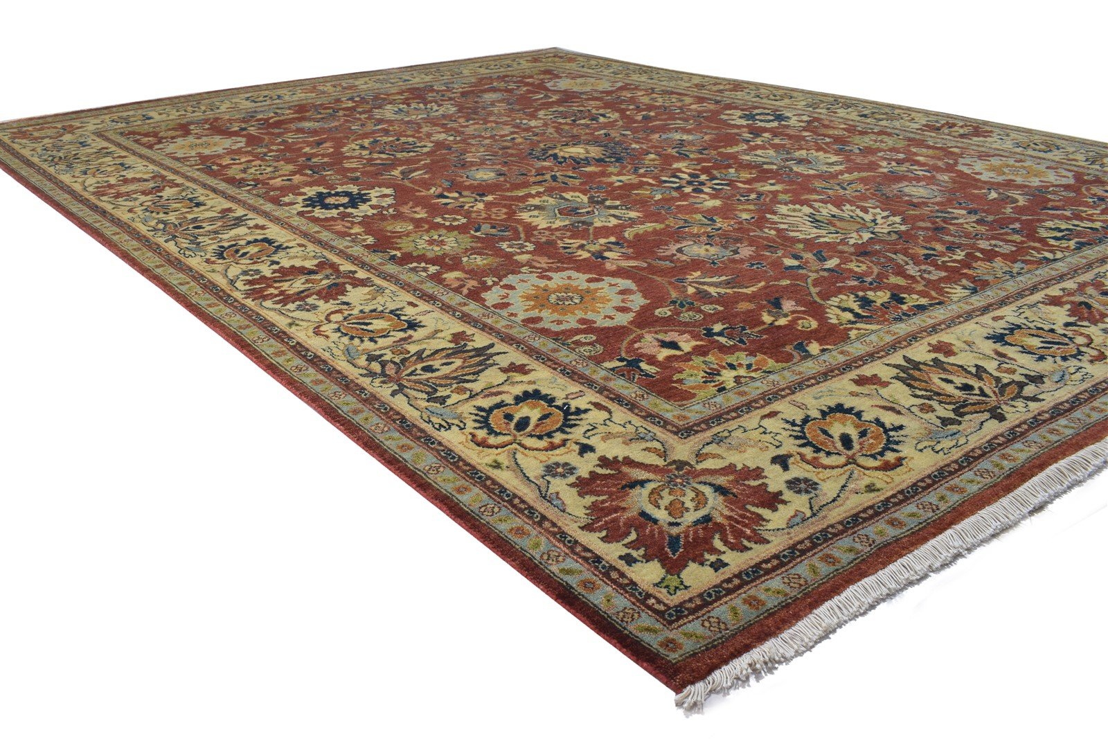 Wool Red Rug 8' X 10' Persien Hand Knotted Kashan Oriental Large Carpet 