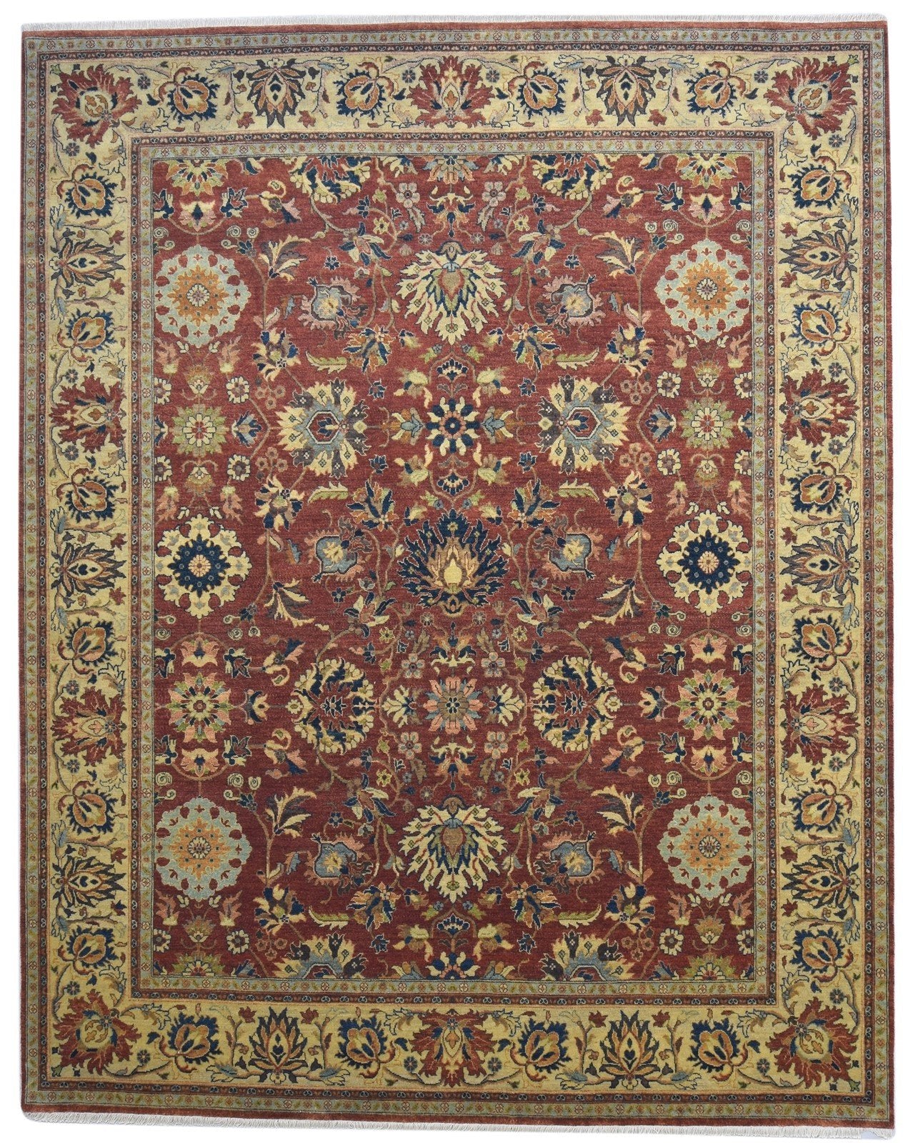 Wool Red Rug 8' X 10' Persien Hand Knotted Kashan Oriental Large Carpet 