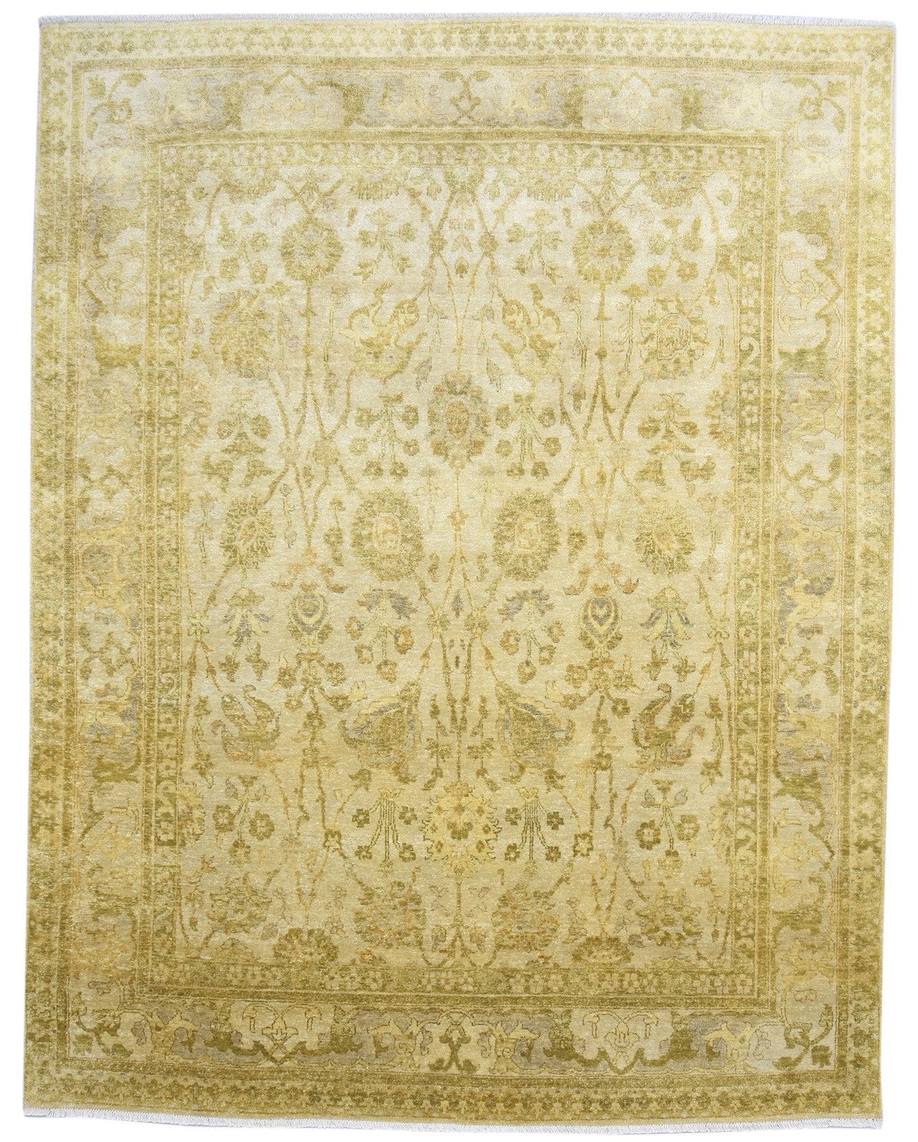 Wool Beige Rug 8' X 11' Persien Hand Knotted Sarouk-Indian Oriental Large Carpet 